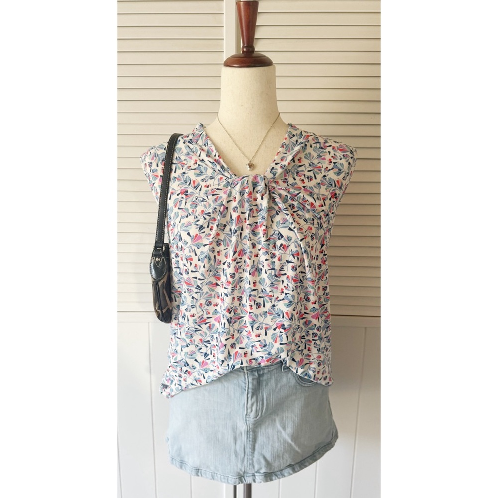 Talbots Abstract Floral Sleeveless Blouse Top